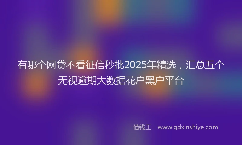 有哪个网贷不看征信秒批2025年精选，汇总五个无视逾期大数据花户黑户平台