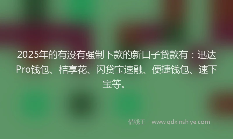 2025年的有没有强制下款的新口子贷款有：迅达Pro钱包、桔享花、闪贷宝速融、便捷钱包、速下宝等。