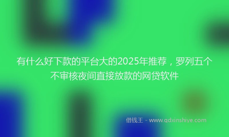 有什么好下款的平台大的2025年推荐，罗列五个不审核夜间直接放款的网贷软件