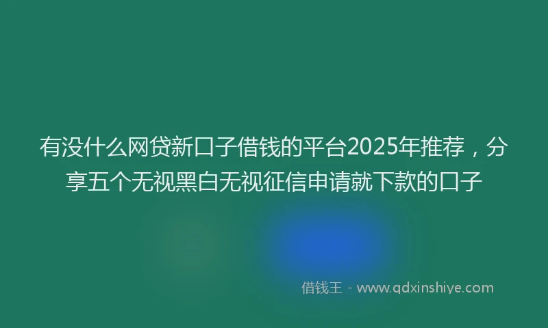 有没什么网贷新口子借钱的平台2025年推荐，分享五个无视黑白无视征信申请就下款的口子