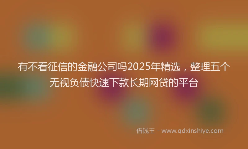 有不看征信的金融公司吗2025年精选，整理五个无视负债快速下款长期网贷的平台