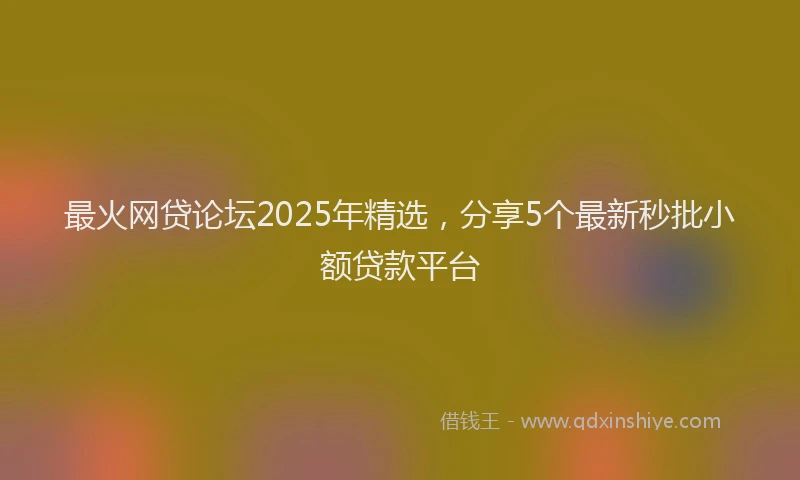 最火网贷论坛2025年精选，分享5个最新秒批小额贷款平台