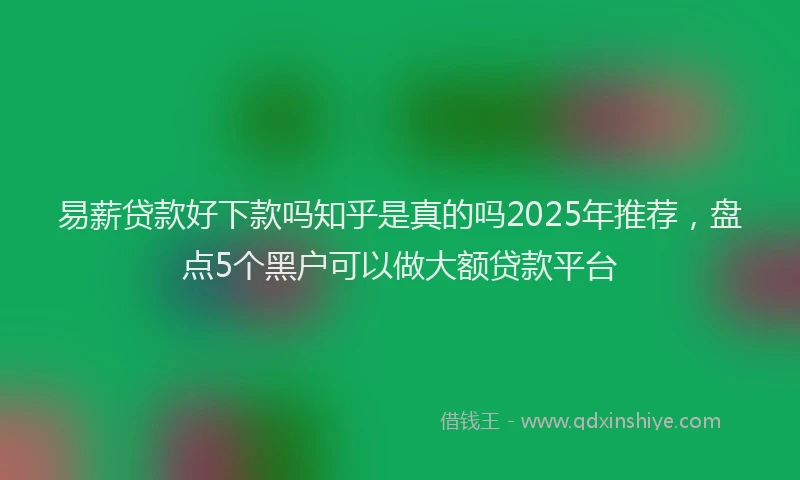 易薪贷款好下款吗知乎是真的吗2025年推荐，盘点5个黑户可以做大额贷款平台