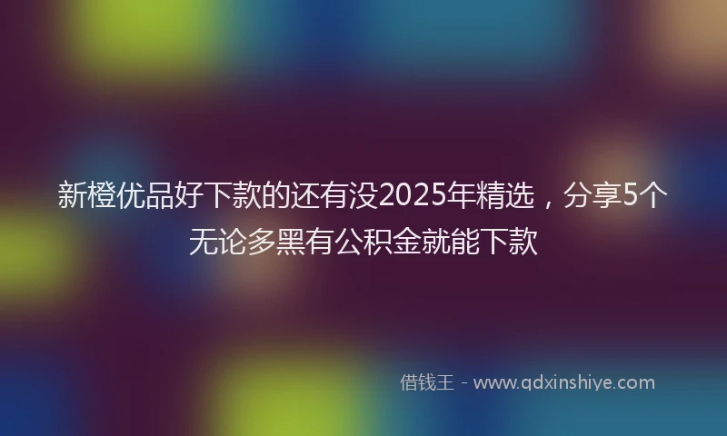 新橙优品好下款的还有没2025年精选，分享5个无论多黑有公积金就能下款