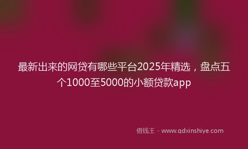 最新出来的网贷有哪些平台2025年精选，盘点五个1000至5000的小额贷款app