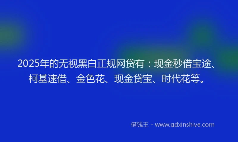 2025年的无视黑白正规网贷有：现金秒借宝途、柯基速借、金色花、现金贷宝、时代花等。