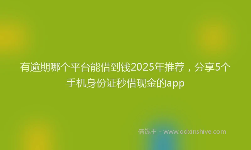 有逾期哪个平台能借到钱2025年推荐，分享5个手机身份证秒借现金的app
