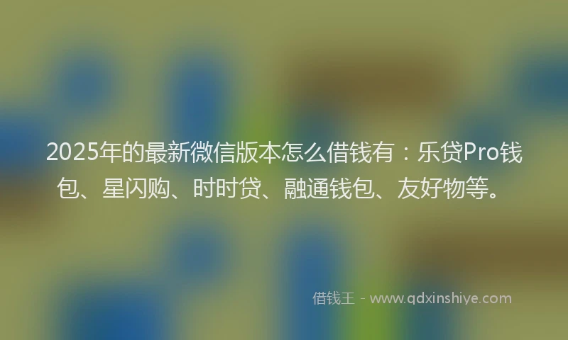 2025年的最新微信版本怎么借钱有：乐贷Pro钱包、星闪购、时时贷、融通钱包、友好物等。