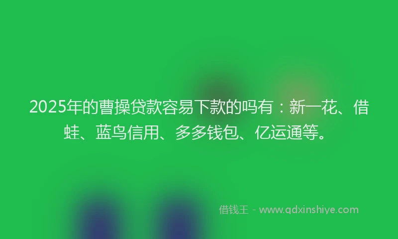 2025年的曹操贷款容易下款的吗有：新一花、借蛙、蓝鸟信用、多多钱包、亿运通等。