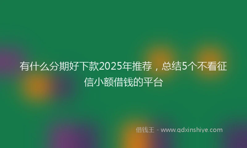有什么分期好下款2025年推荐，总结5个不看征信小额借钱的平台