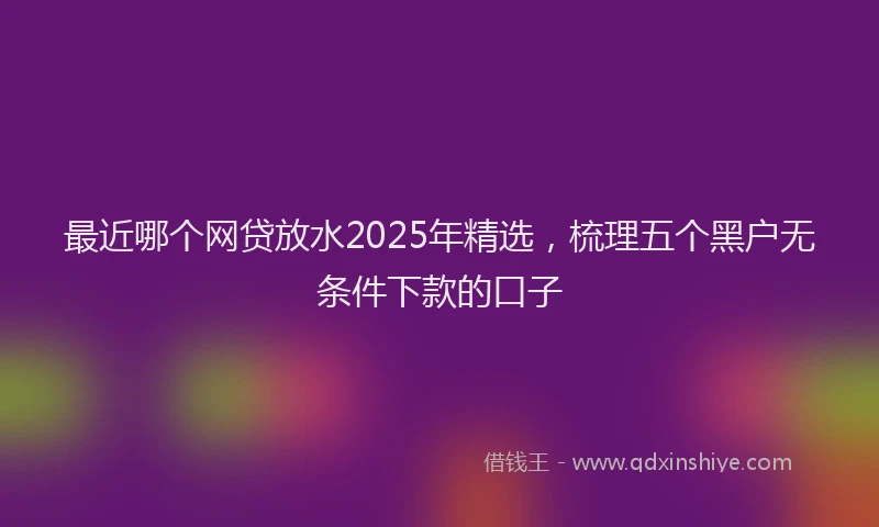 最近哪个网贷放水2025年精选，梳理五个黑户无条件下款的口子