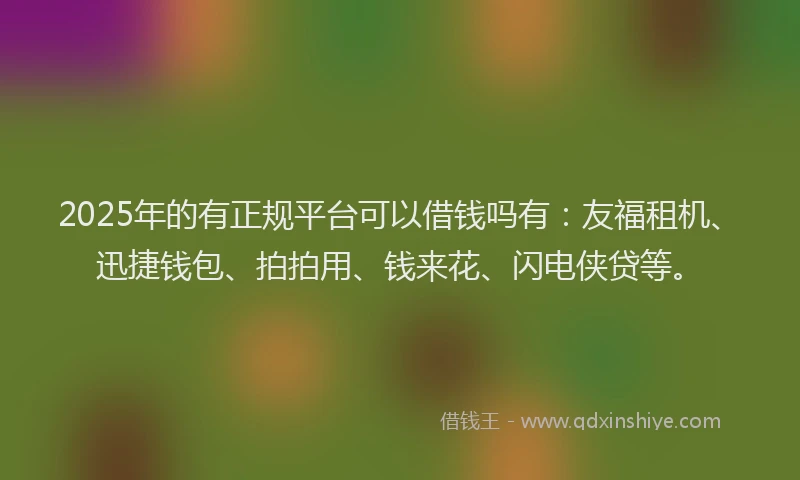 2025年的有正规平台可以借钱吗有：友福租机、迅捷钱包、拍拍用、钱来花、闪电侠贷等。