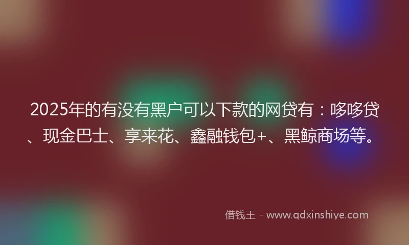 2025年的有没有黑户可以下款的网贷有：哆哆贷、现金巴士、享来花、鑫融钱包+、黑鲸商场等。