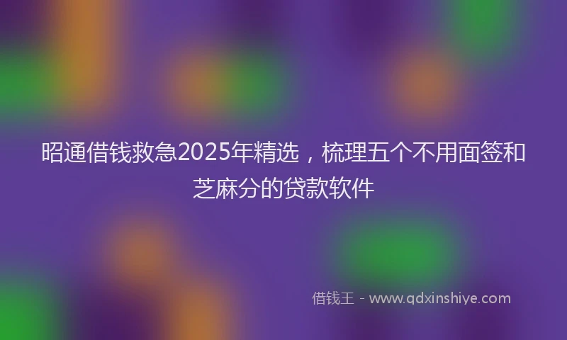 昭通借钱救急2025年精选，梳理五个不用面签和芝麻分的贷款软件