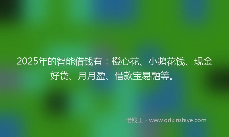 2025年的智能借钱有：橙心花、小鹅花钱、现金好贷、月月盈、借款宝易融等。