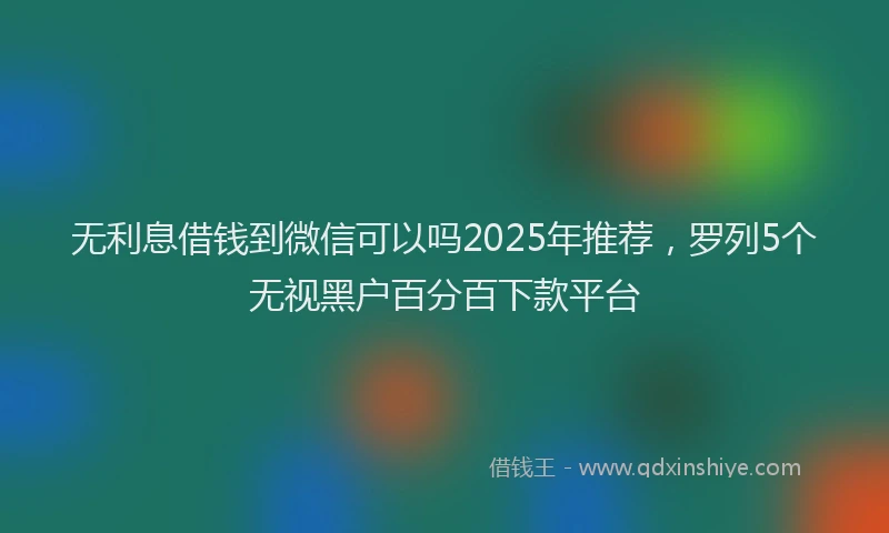 无利息借钱到微信可以吗2025年推荐，罗列5个无视黑户百分百下款平台