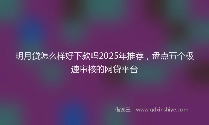 明月贷怎么样好下款吗2025年推荐，盘点五个极速审核的网贷平台