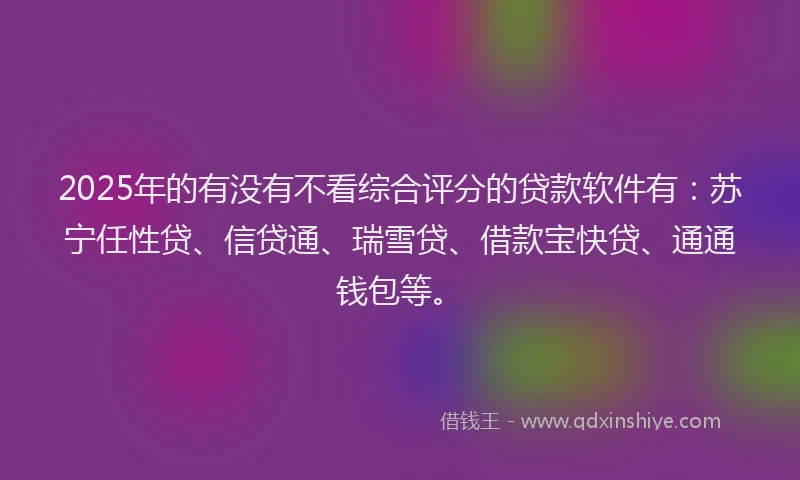 2025年的有没有不看综合评分的贷款软件有：苏宁任性贷、信贷通、瑞雪贷、借款宝快贷、通通钱包等。
