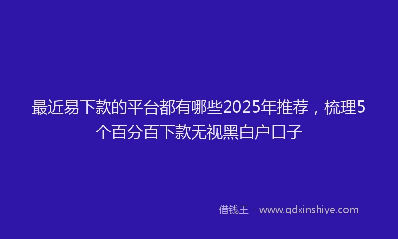 最近易下款的平台都有哪些2025年推荐，梳理5个百分百下款无视黑白户口子