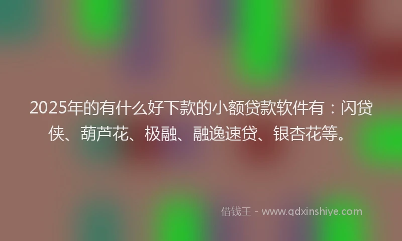 2025年的有什么好下款的小额贷款软件有：闪贷侠、葫芦花、极融、融逸速贷、银杏花等。