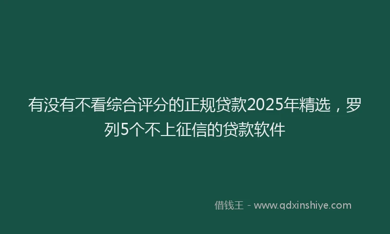 有没有不看综合评分的正规贷款2025年精选，罗列5个不上征信的贷款软件
