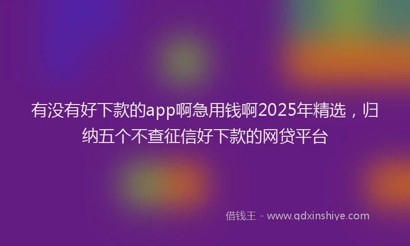 有没有好下款的app啊急用钱啊2025年精选，归纳五个不查征信好下款的网贷平台