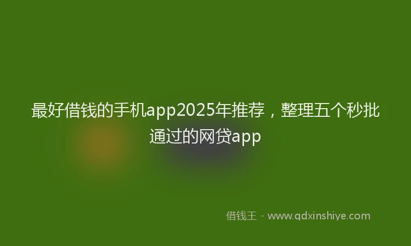 最好借钱的手机app2025年推荐，整理五个秒批通过的网贷app