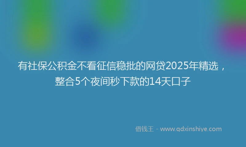 有社保公积金不看征信稳批的网贷2025年精选，整合5个夜间秒下款的14天口子