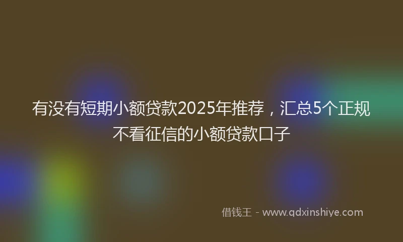 有没有短期小额贷款2025年推荐，汇总5个正规不看征信的小额贷款口子