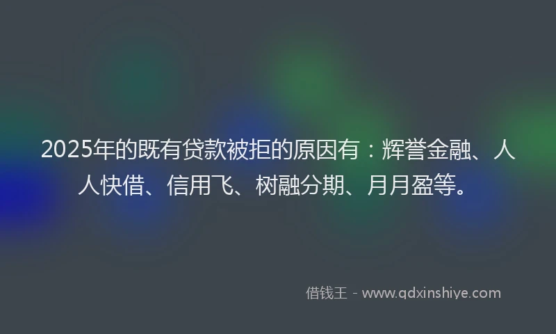 2025年的既有贷款被拒的原因有：辉誉金融、人人快借、信用飞、树融分期、月月盈等。