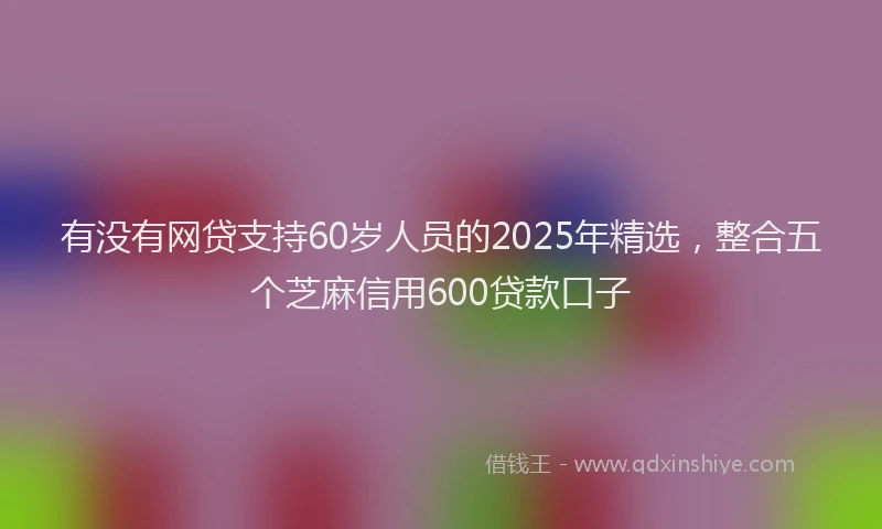 有没有网贷支持60岁人员的2025年精选，整合五个芝麻信用600贷款口子