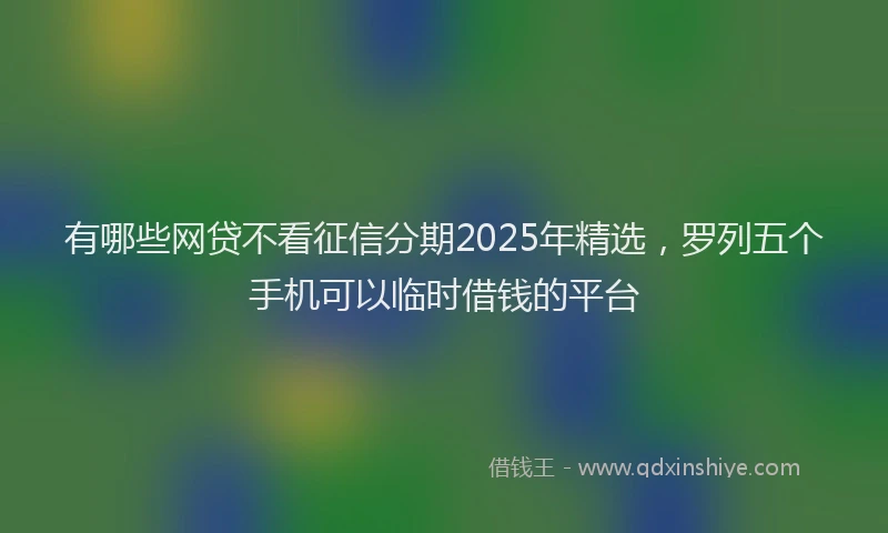 有哪些网贷不看征信分期2025年精选，罗列五个手机可以临时借钱的平台
