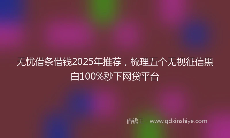 无忧借条借钱2025年推荐，梳理五个无视征信黑白100%秒下网贷平台