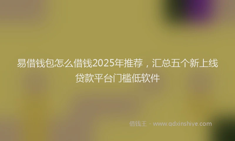 易借钱包怎么借钱2025年推荐，汇总五个新上线贷款平台门槛低软件