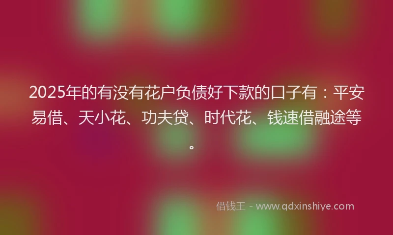 2025年的有没有花户负债好下款的口子有：平安易借、天小花、功夫贷、时代花、钱速借融途等。