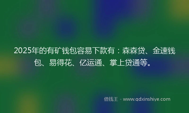 2025年的有矿钱包容易下款有：森森贷、金速钱包、易得花、亿运通、掌上贷通等。