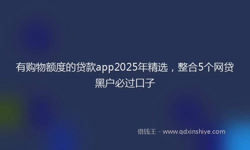 有购物额度的贷款app2025年精选，整合5个网贷黑户必过口子