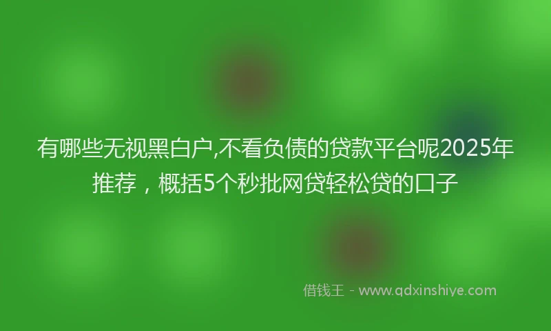 有哪些无视黑白户,不看负债的贷款平台呢2025年推荐，概括5个秒批网贷轻松贷的口子