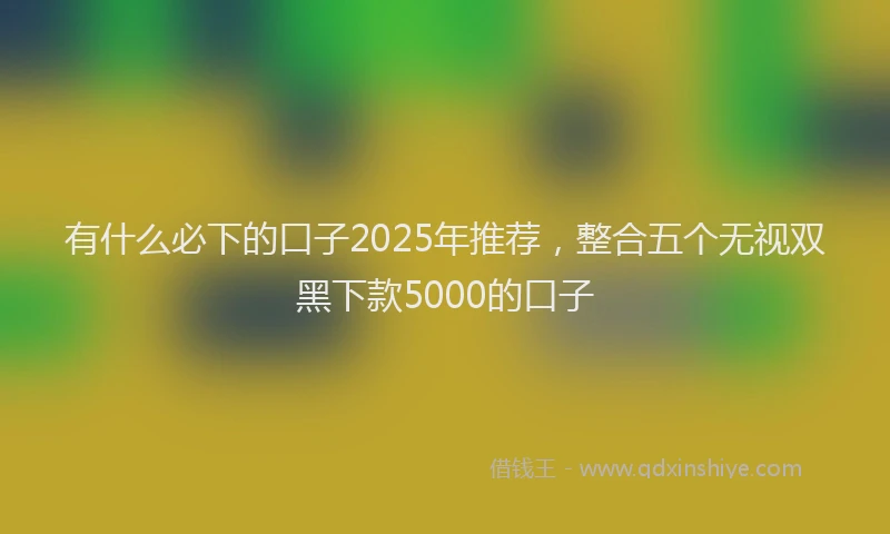 有什么必下的口子2025年推荐，整合五个无视双黑下款5000的口子
