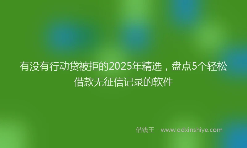 有没有行动贷被拒的2025年精选，盘点5个轻松借款无征信记录的软件