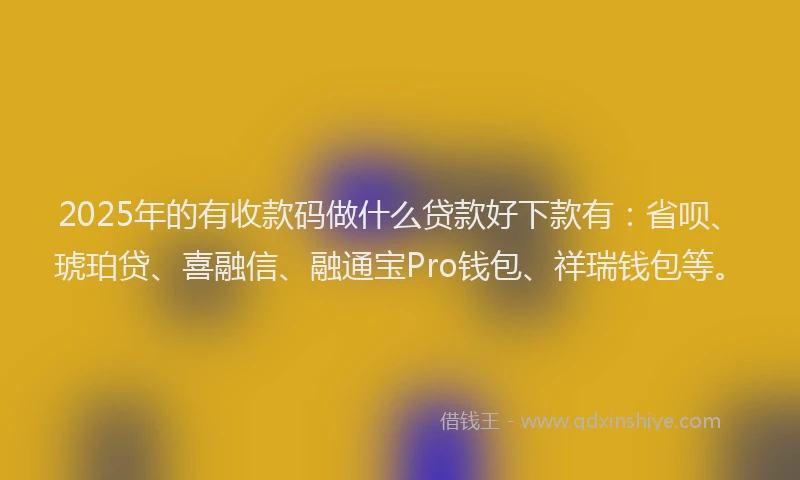 2025年的有收款码做什么贷款好下款有：省呗、琥珀贷、喜融信、融通宝Pro钱包、祥瑞钱包等。