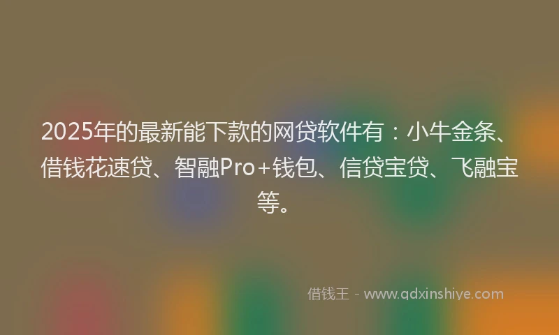 2025年的最新能下款的网贷软件有：小牛金条、借钱花速贷、智融Pro+钱包、信贷宝贷、飞融宝等。