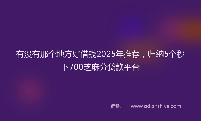 有没有那个地方好借钱2025年推荐，归纳5个秒下700芝麻分贷款平台