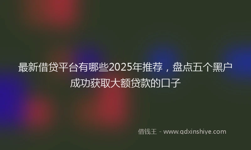 最新借贷平台有哪些2025年推荐，盘点五个黑户成功获取大额贷款的口子