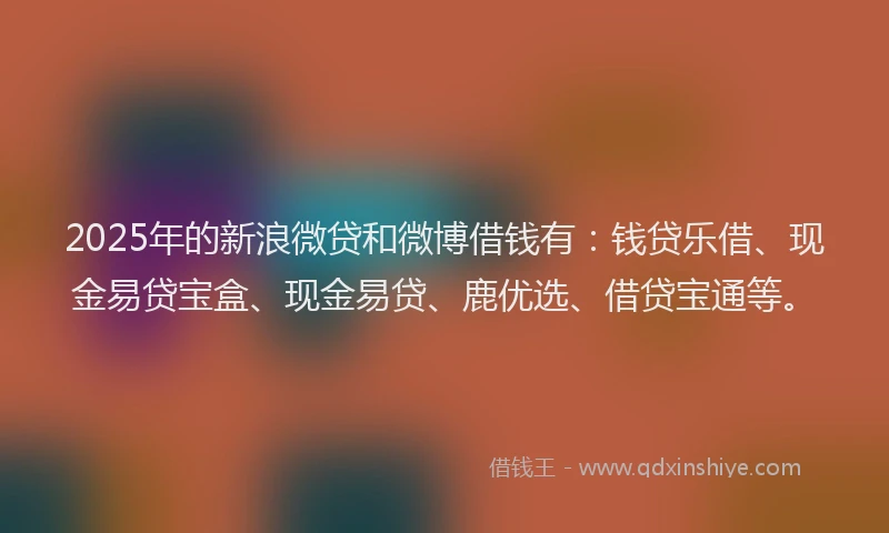 2025年的新浪微贷和微博借钱有：钱贷乐借、现金易贷宝盒、现金易贷、鹿优选、借贷宝通等。