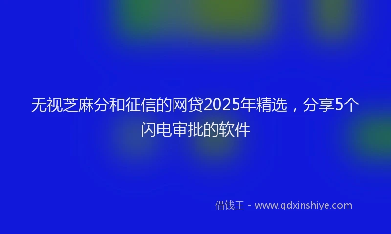 无视芝麻分和征信的网贷2025年精选，分享5个闪电审批的软件