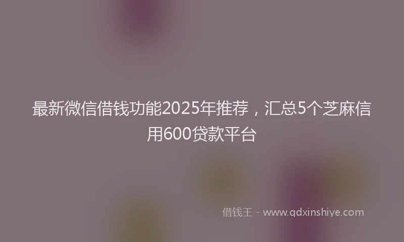 最新微信借钱功能2025年推荐，汇总5个芝麻信用600贷款平台