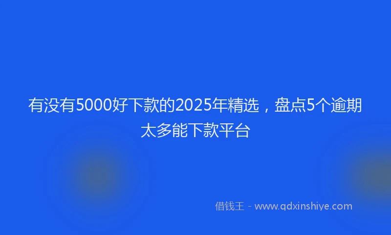 有没有5000好下款的2025年精选，盘点5个逾期太多能下款平台