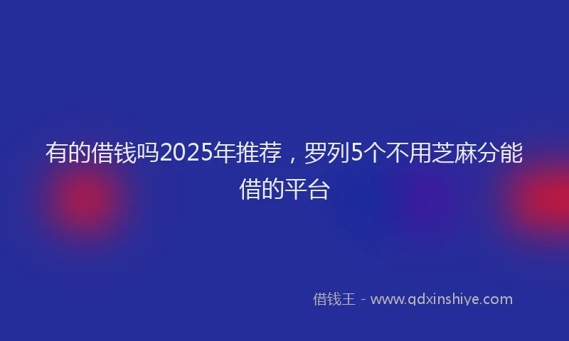 有的借钱吗2025年推荐，罗列5个不用芝麻分能借的平台