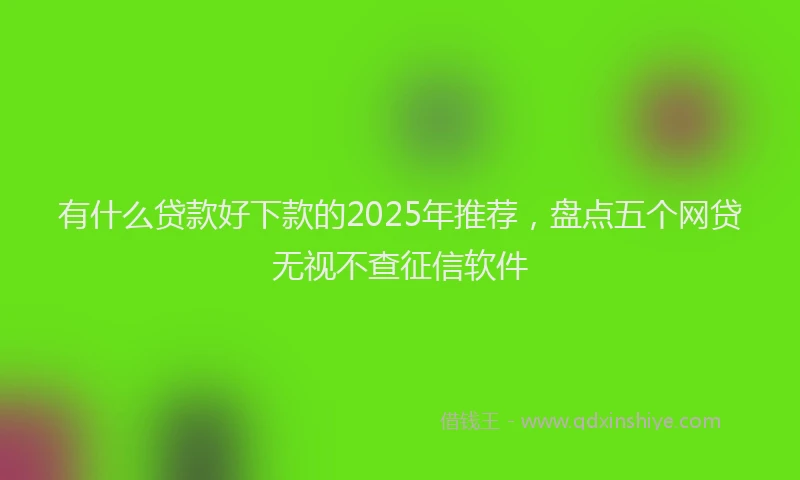 有什么贷款好下款的2025年推荐，盘点五个网贷无视不查征信软件